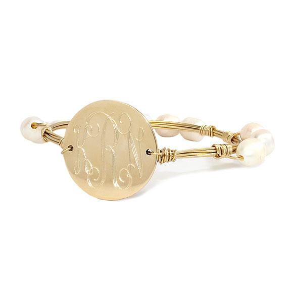 Engravable Gold German Silver Adjustable Pearl Bracelet - Atlanta Jewelers Supply