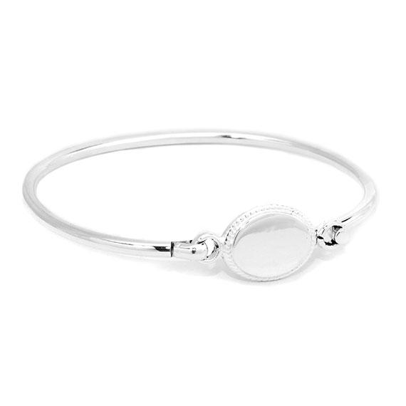 Engravable German Silver Oval Bangle Bracelet With Rope Border - Atlanta Jewelers Supply