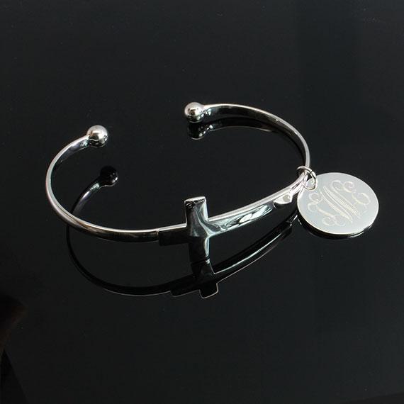 Engravable German Silver Cross Cuff Bracelet - Atlanta Jewelers Supply