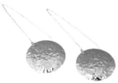 Engravable Hammered Round German Silver Long Wire Earrings - Atlanta Jewelers Supply