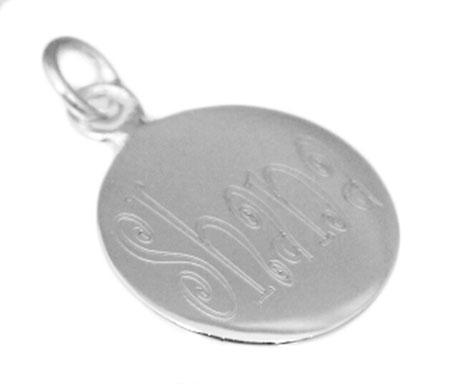 Engravable German Silver Shiny Round Pendant With Ring On Top - Atlanta Jewelers Supply