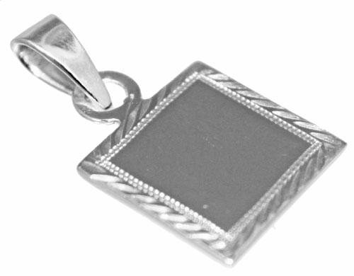 Engravable German Silver Square Pendant With Etched Trim Design - Atlanta Jewelers Supply