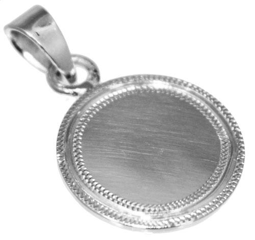 Engravable German Silver Round Pendant With Etched Trim Design - Atlanta Jewelers Supply