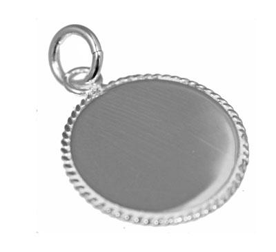 Engravable German Silver Round Pendant With Rope Design Trim - Atlanta Jewelers Supply