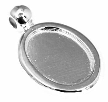 Engravable German Silver Oval Pendant With Beveled Edge Design And Barrel Bail - Atlanta Jewelers Supply