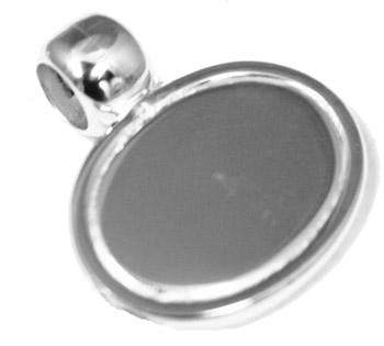 Engravable German Silver Oval Pendant With Beveled Edge Design And Barrel Bail - Atlanta Jewelers Supply