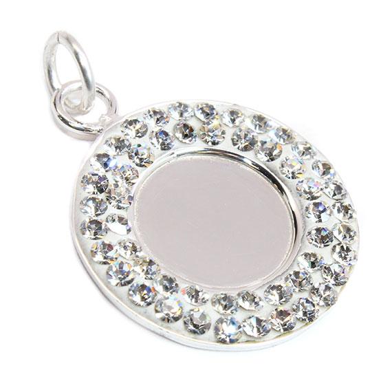 German Silver Small Round Silver Colored With Cz Stones Pendant - Atlanta Jewelers Supply