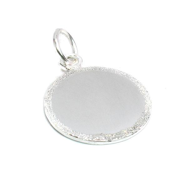 German Silver Engravable Silver Colored Circle Pendant With A Stardust Border - Atlanta Jewelers Supply