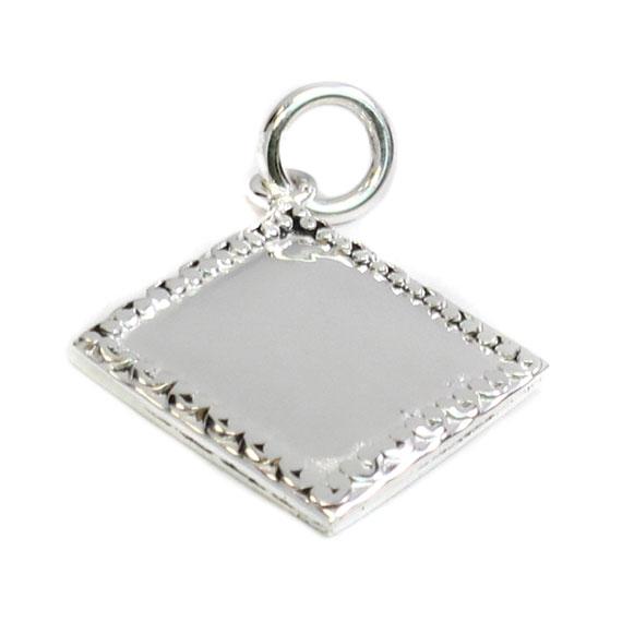 German Silver Engravable Silver Colored Tilted Square Pendant - Atlanta Jewelers Supply