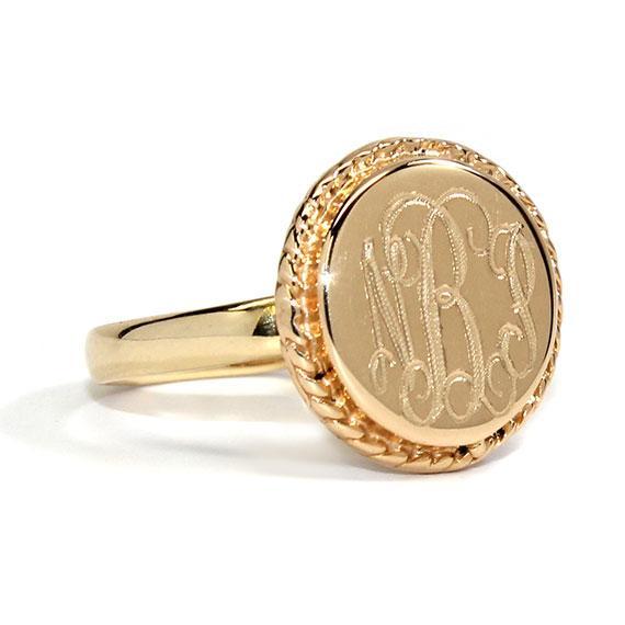 German Silver Gold Oval and Round Engravable Rings with Rope Border Design - Atlanta Jewelers Supply