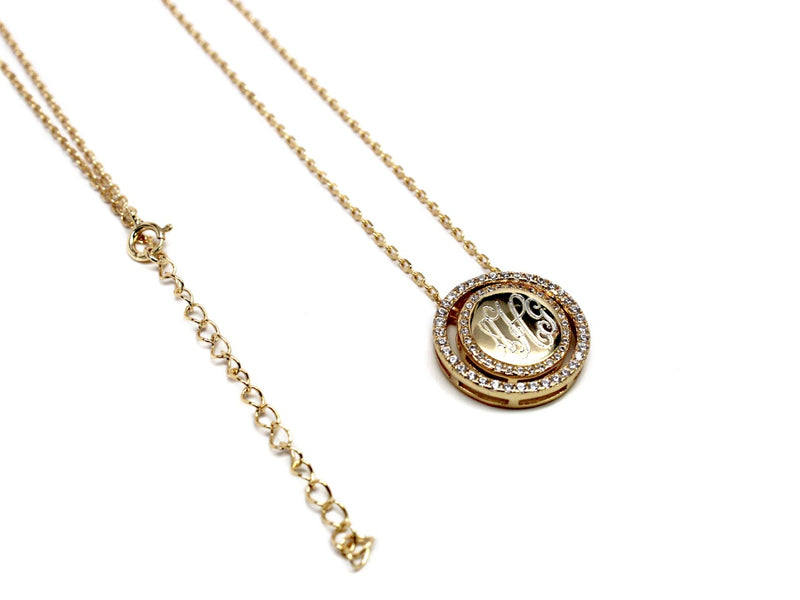 Sterling Silver Engravable Halo Style Circle CZ Pendant Necklaces - Atlanta Jewelers Supply