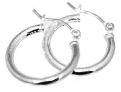 Sterling Silver 2MM Thick 12MM Wide Small Thin Snap-On Hoops
