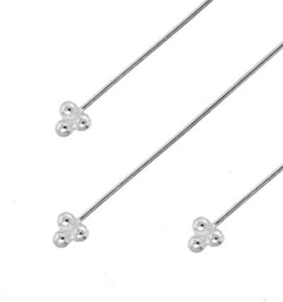 Sterling Silver 3 inch Triple Bead Head Pin - Atlanta Jewelers Supply
