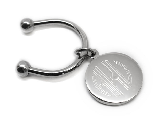 Engravable Horse Shoe Round Keychain with Screw off Caps - Atlanta Jewelers Supply