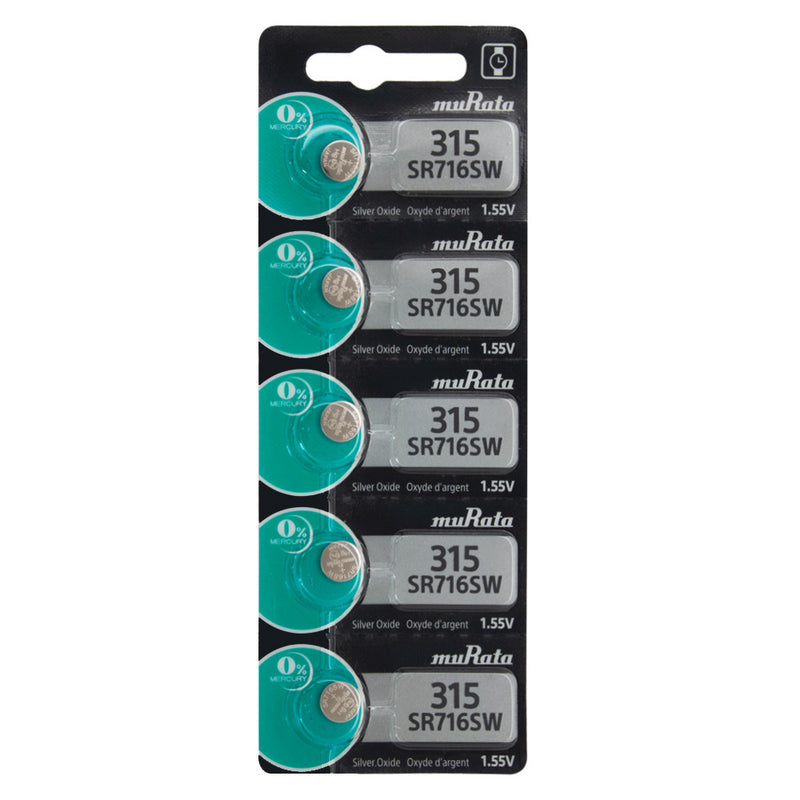 315 Murata Silver Oxide Watch Battery 5 Pk - Replaces Sony