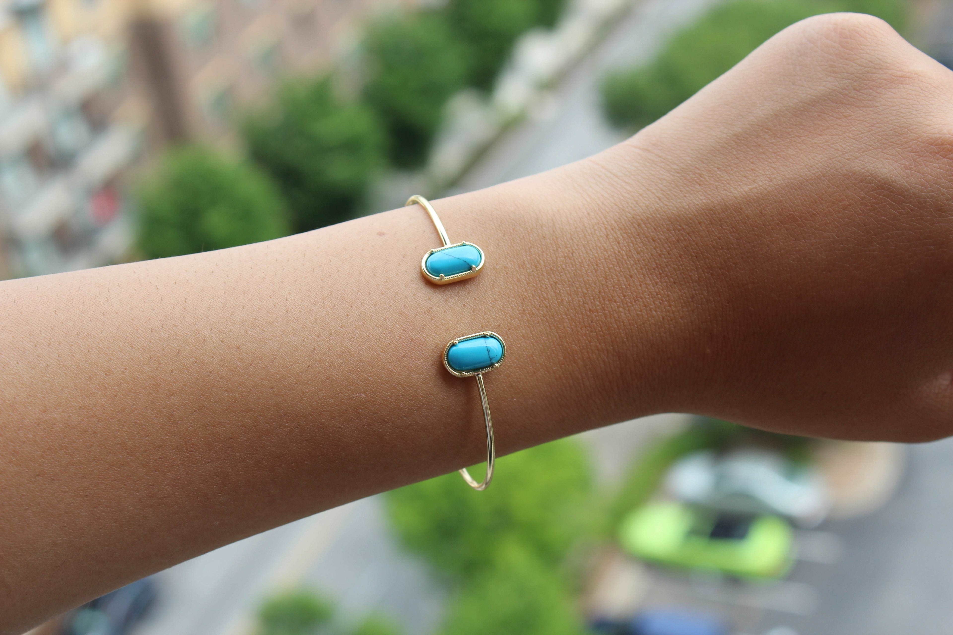 Blue Gemstone Open Bangle - Atlanta Jewelers Supply