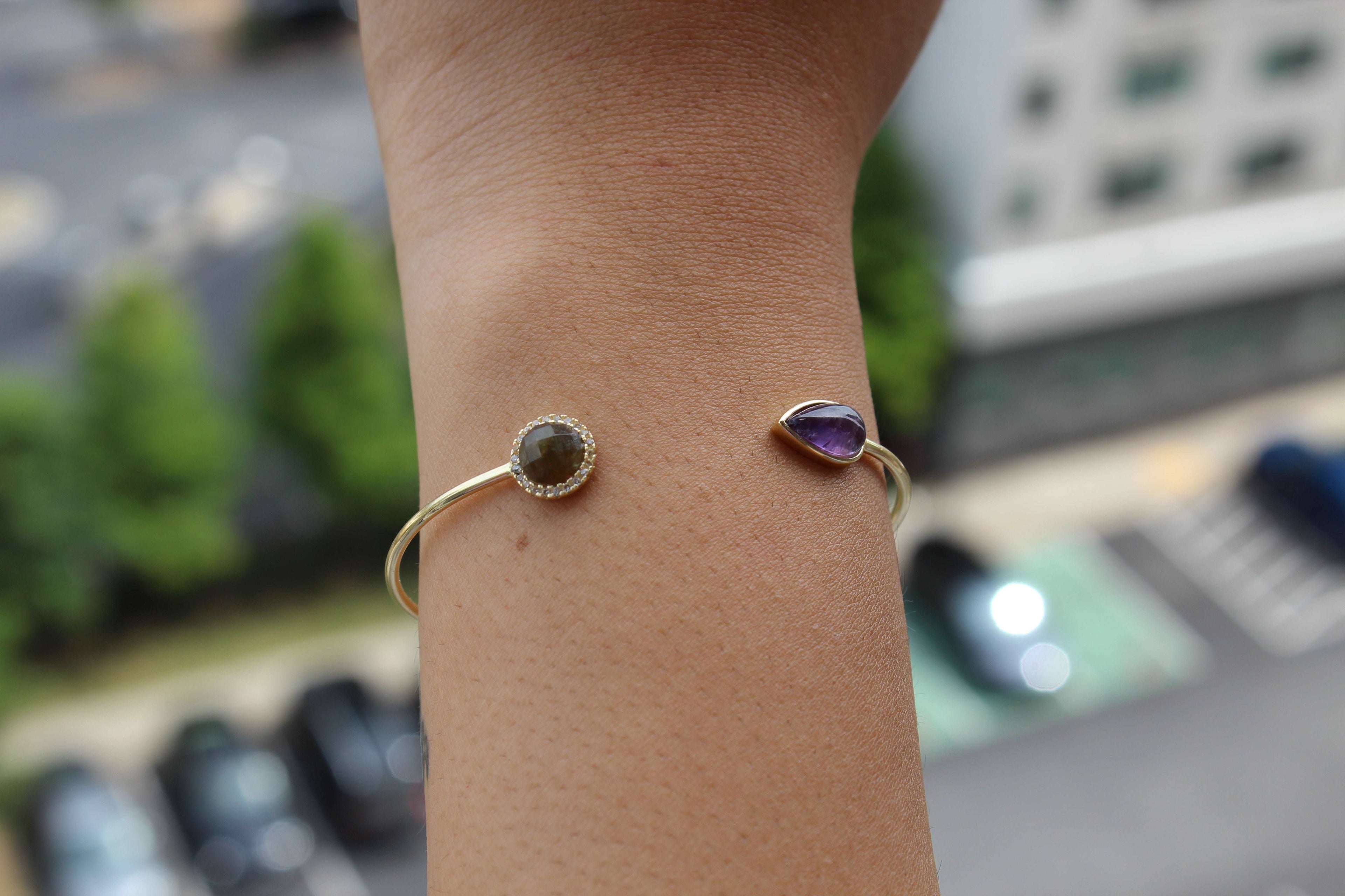 Double Gemstone Open Bangle - Atlanta Jewelers Supply