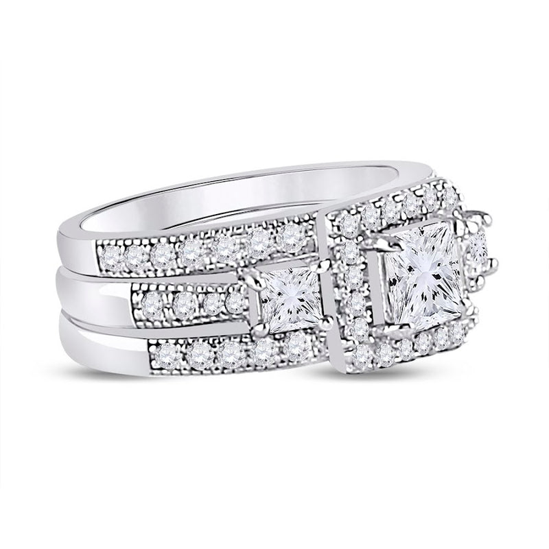 Sterling Silver 3 Band Square Cz Wedding Set - Atlanta Jewelers Supply