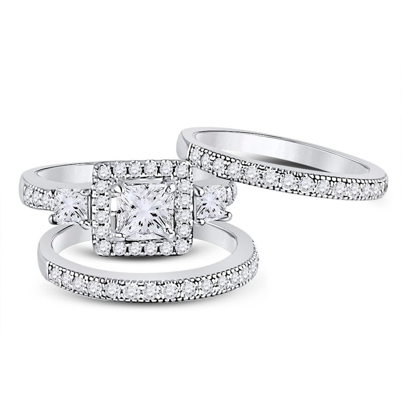 Sterling Silver 3 Band Square Cz Wedding Set - Atlanta Jewelers Supply