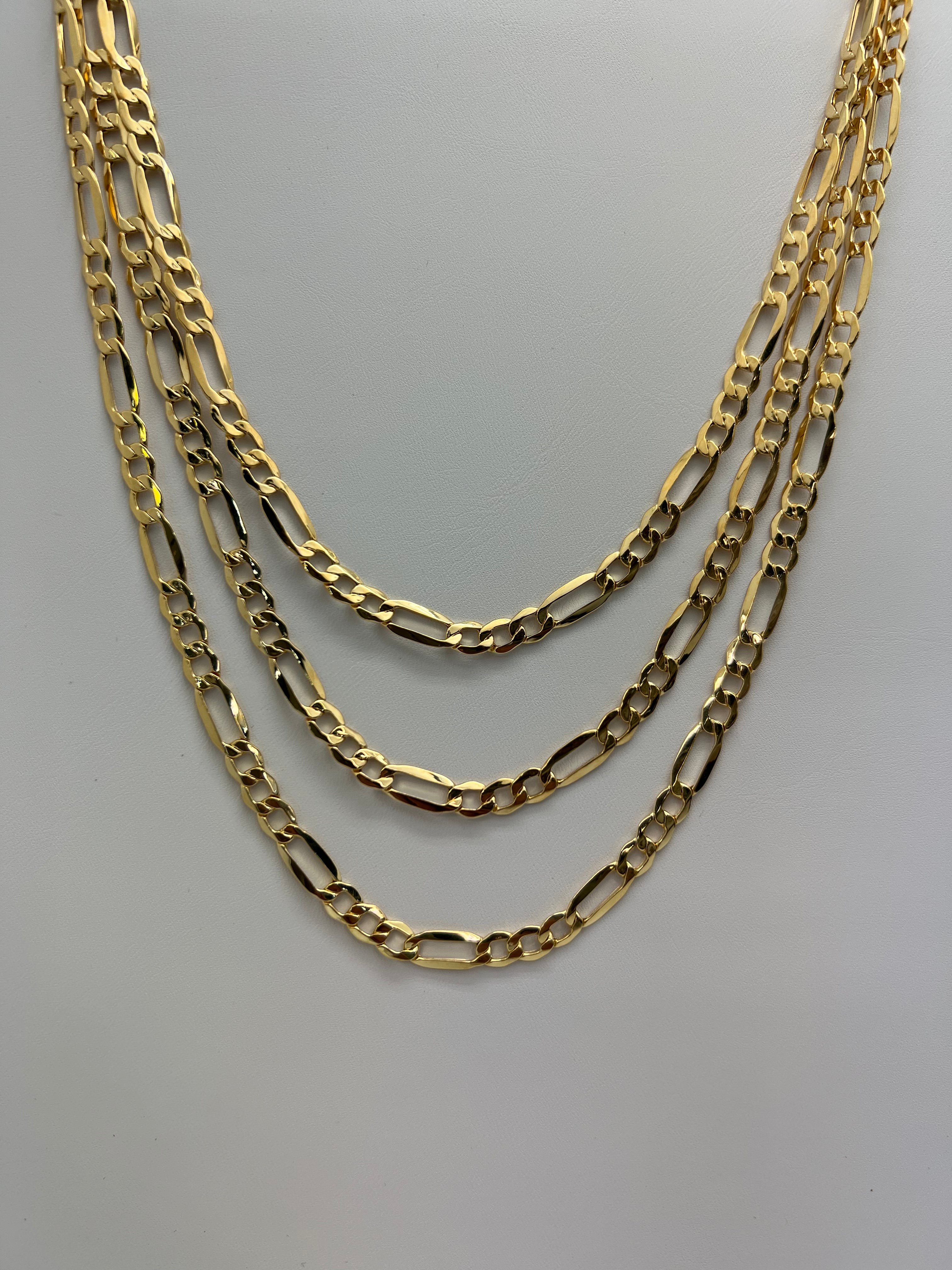14KT Gold Figaro Chains 120 Gauge 6mm