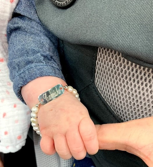 German Silver Baby Plate Pearl Bracelet - Atlanta Jewelers Supply