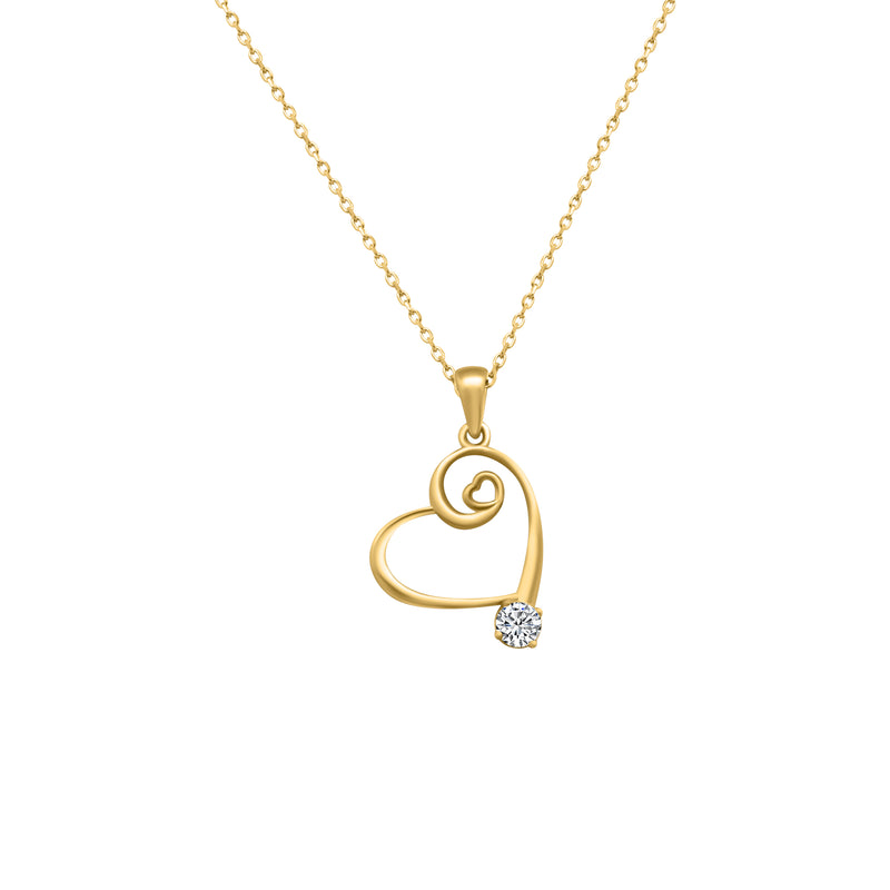 14k Gold Heart Necklace with mini Heart Swirl - Atlanta Jewelers Supply