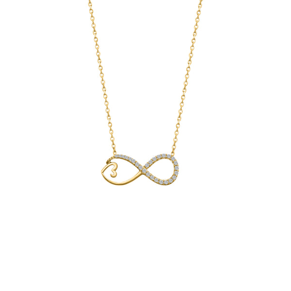 14k Half CZ Infinity w/ Closed Heart Necklace - Atlanta Jewelers Supply