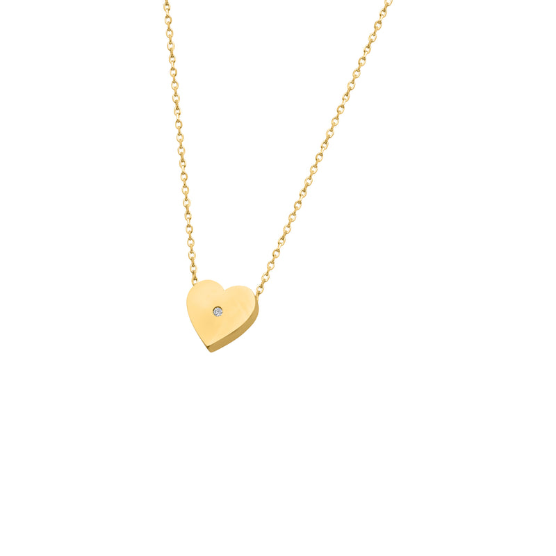 14k Solid Gold Heart w/ Small CZ Center - Atlanta Jewelers Supply