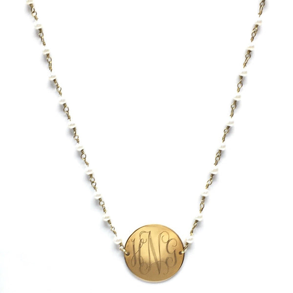 Engravable Pearl Necklace With Personalized Steel Pendant in Gold And Silver - Atlanta Jewelers Supply