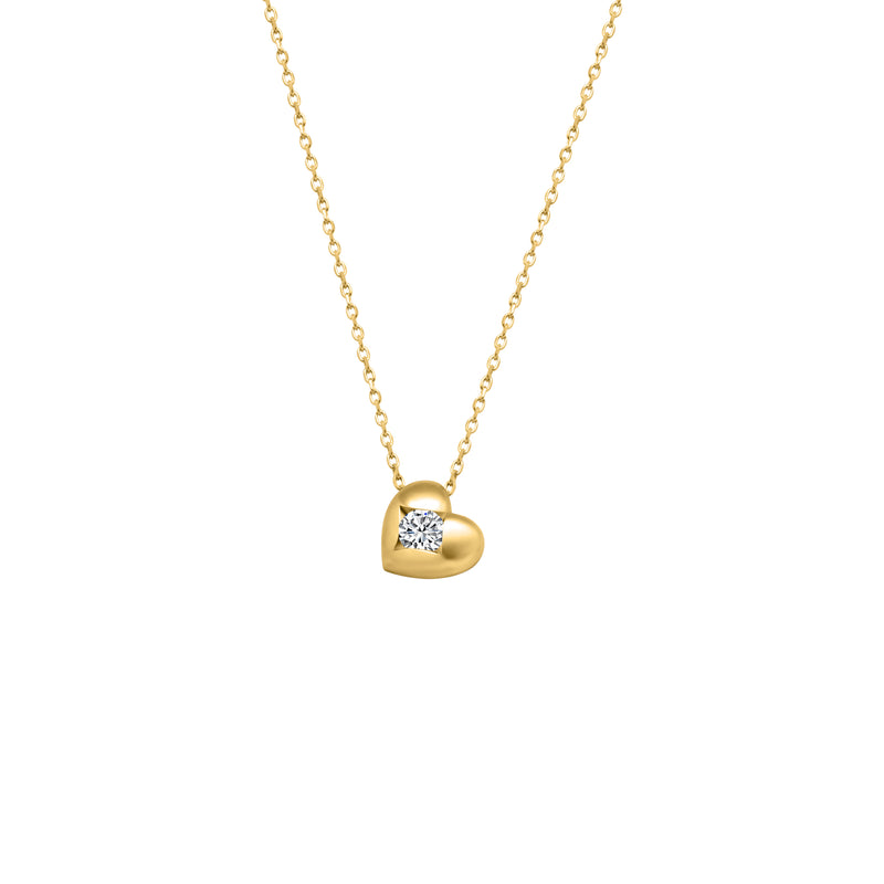 14k Solid Gold Heart w/ Large CZ Necklace - Atlanta Jewelers Supply