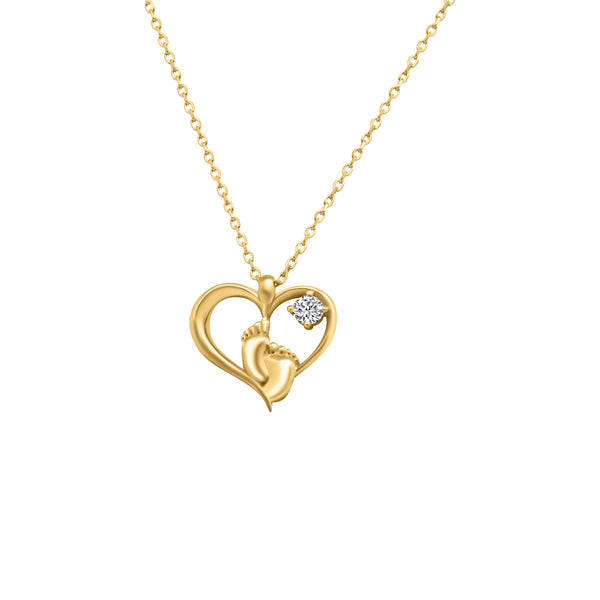 14k Heart + Baby Feet Gold Necklace - Atlanta Jewelers Supply