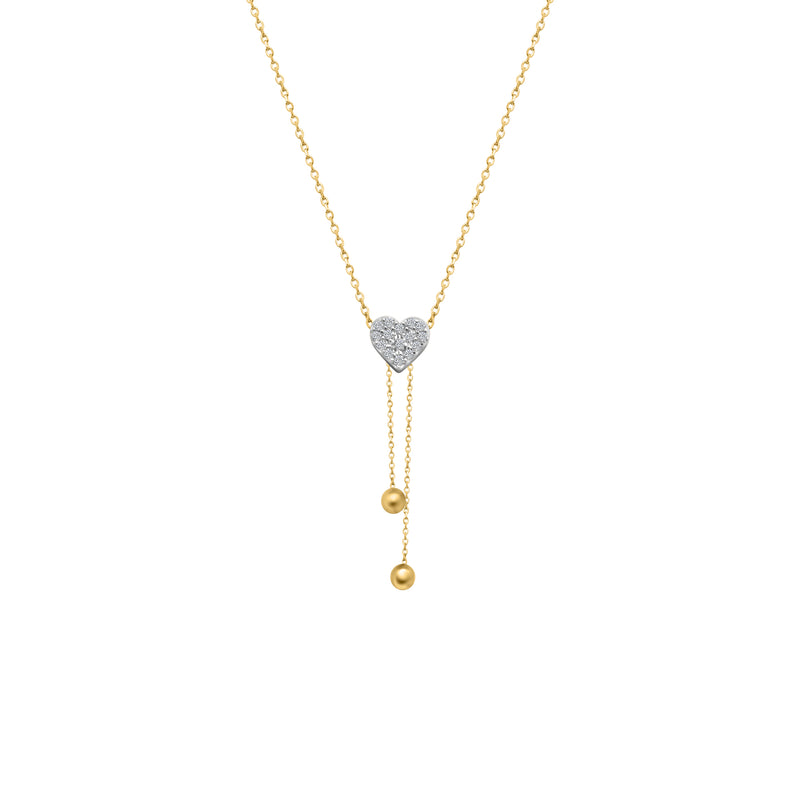 14k Gold Small White Gold Heart Tassel Necklace - Atlanta Jewelers Supply