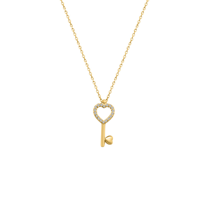 14k Gold Heart CZ Key Necklace - Atlanta Jewelers Supply