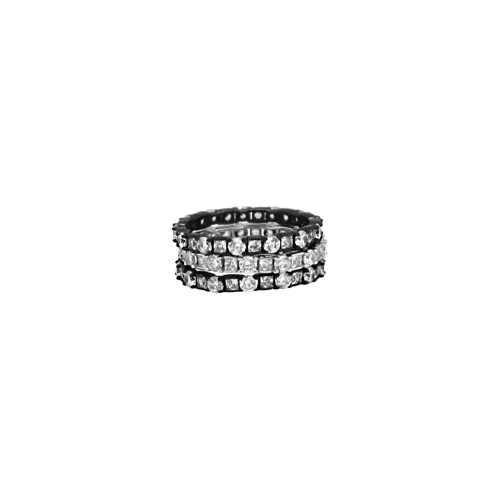 3 PC CZ Band Set (2 Black, 1 Silver)