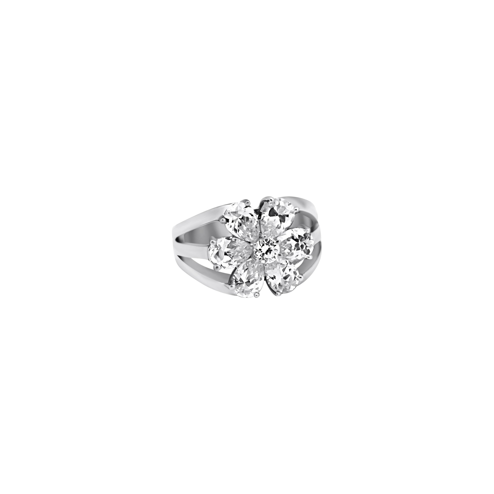 Sterling Silver Flower CZ Ring