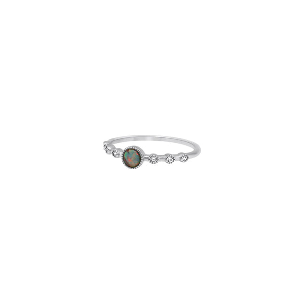 Sterling Silver Small White Opal CZ Band