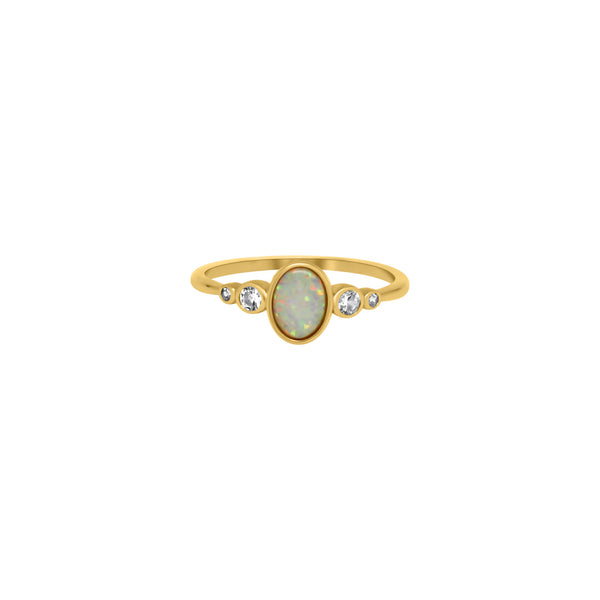 Sterling Silver White Opal CZ Ring