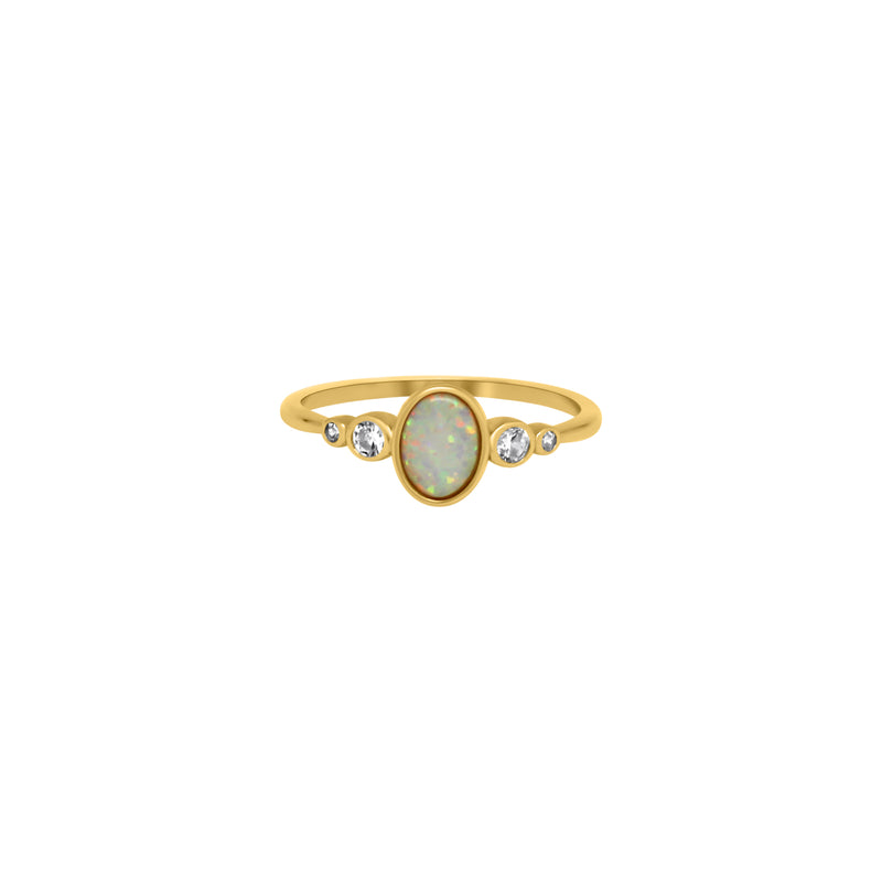 Sterling Silver White Opal CZ Ring