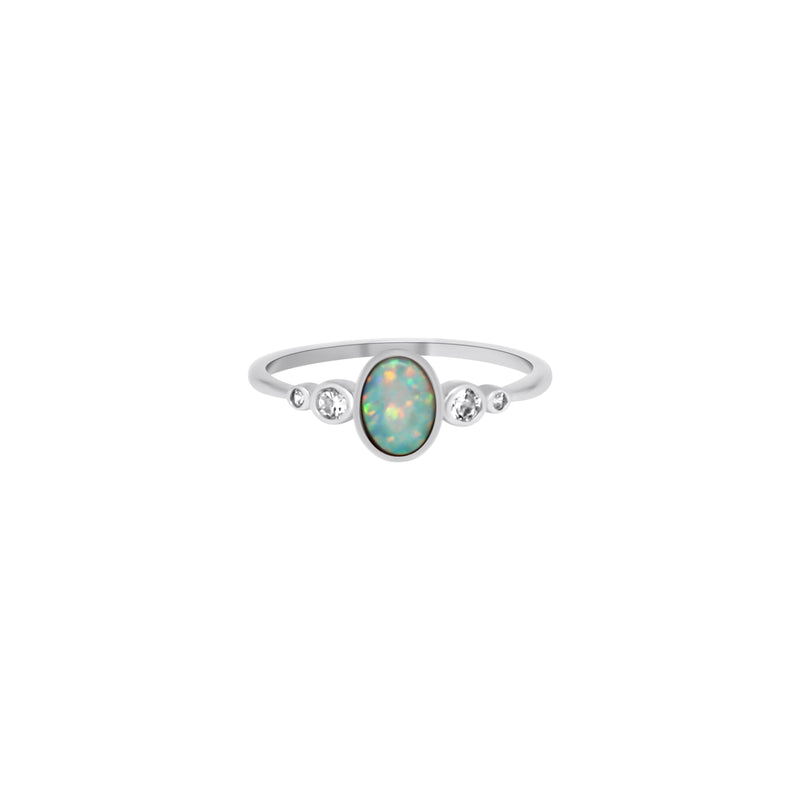 Sterling Silver White Opal CZ Ring