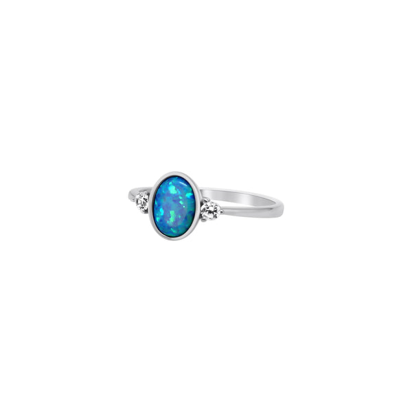 Sterling Silver Opal Three Stone Ring