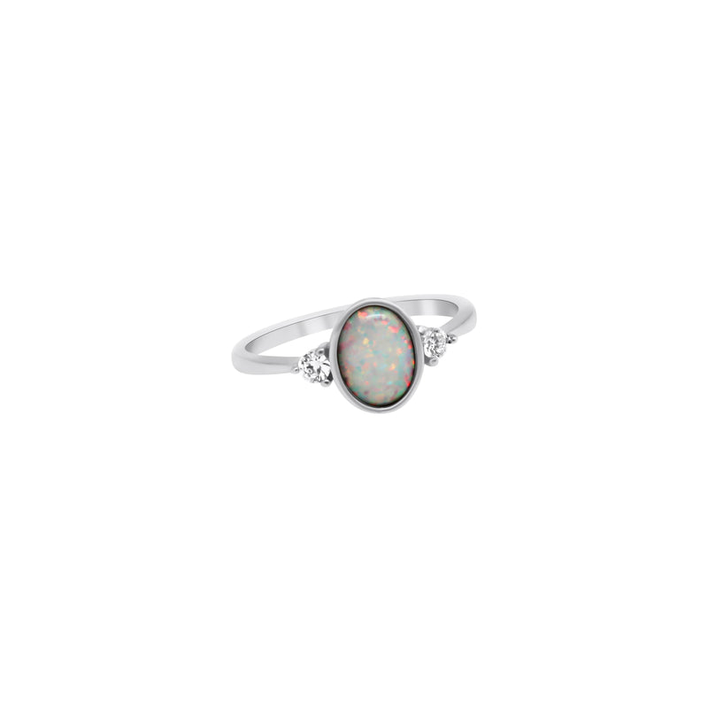 Sterling Silver Opal Three Stone Ring