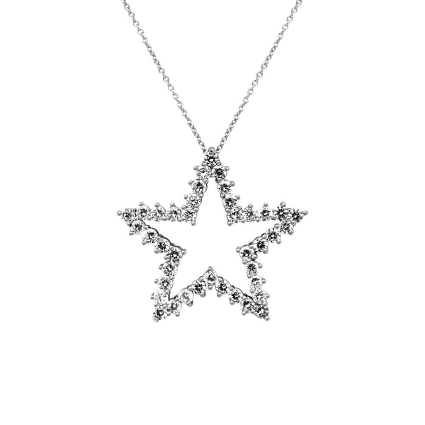 Sterling Silver Large Star CZ Necklace