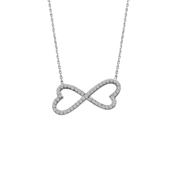 Sterling Silver Infinity W/ Heart Ends Necklace