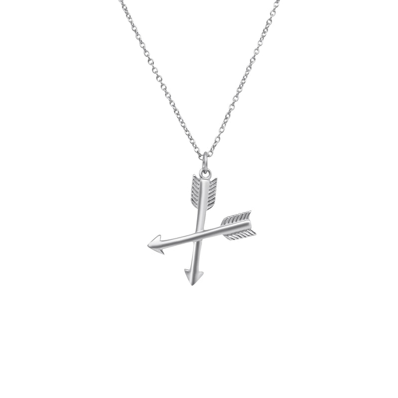 Sterling Silver Crossing Arrows Necklace (3 Colors)