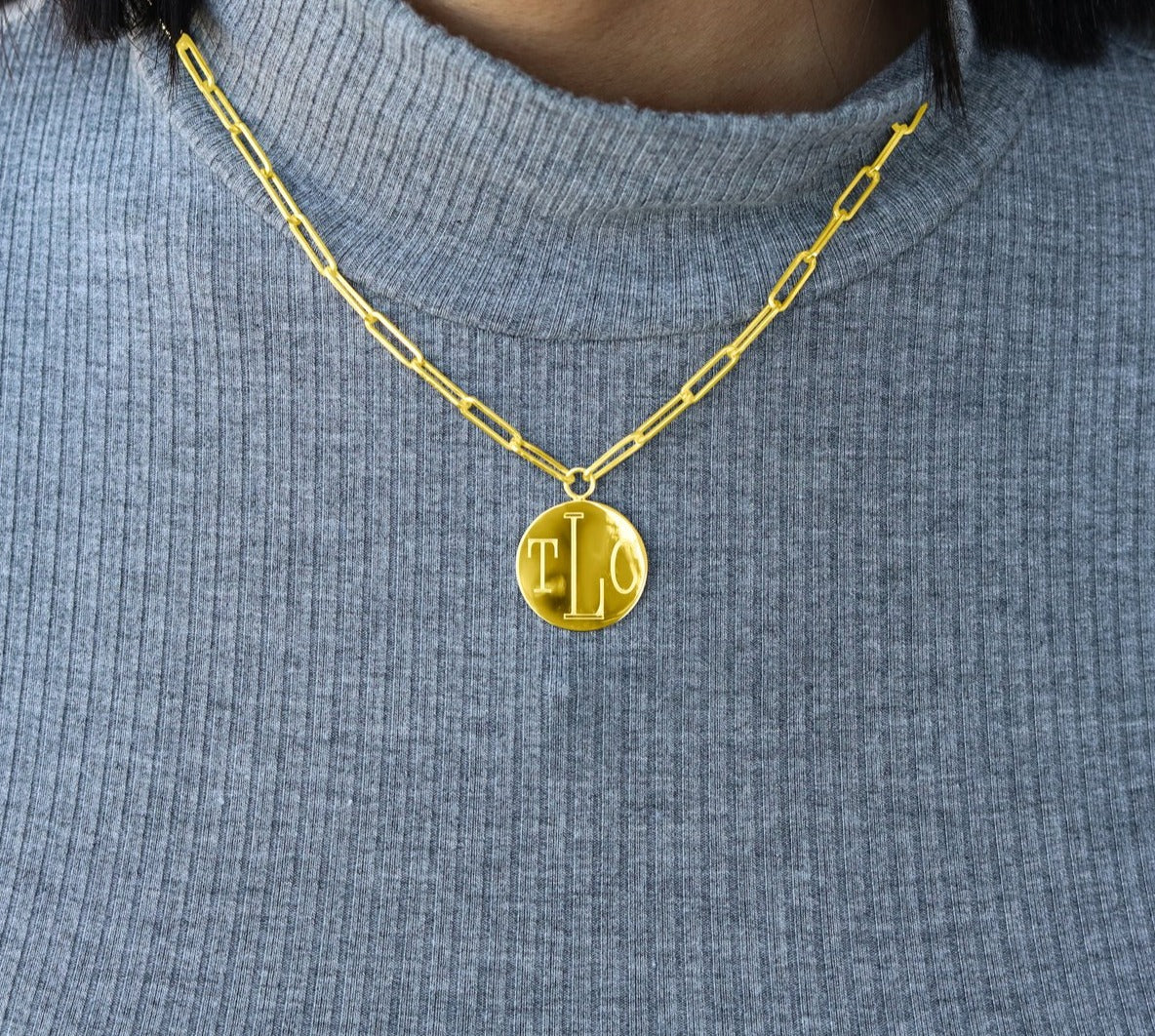 Sterling Silver Large Paper Clip Chain W/ Engravable Disc (16in) - Atlanta Jewelers Supply