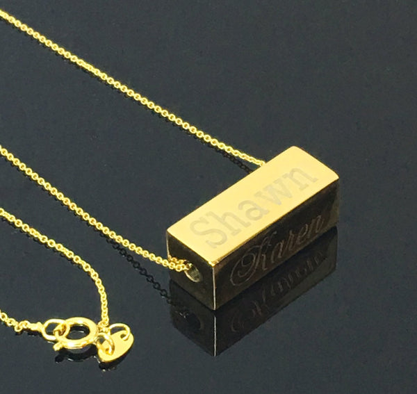Stainless Steel  Horizontal 4 sided Engraveable Bar Necklaces Available in 3 colors - Atlanta Jewelers Supply