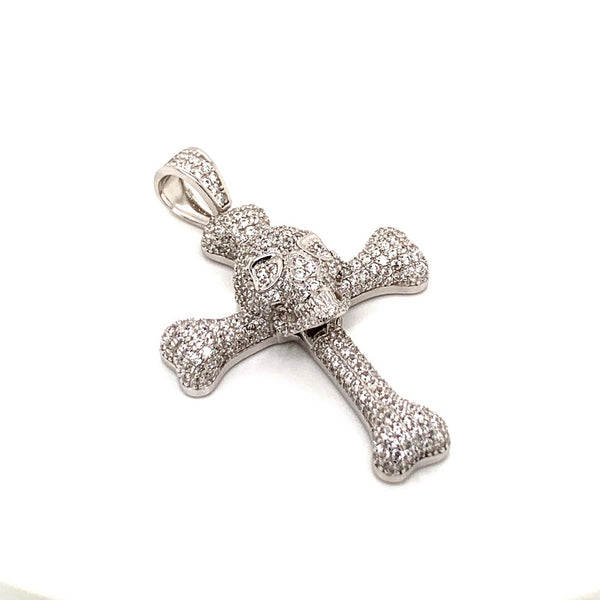 STERLING SILVER SKULL CZ CROSS NECKLACE! - Atlanta Jewelers Supply