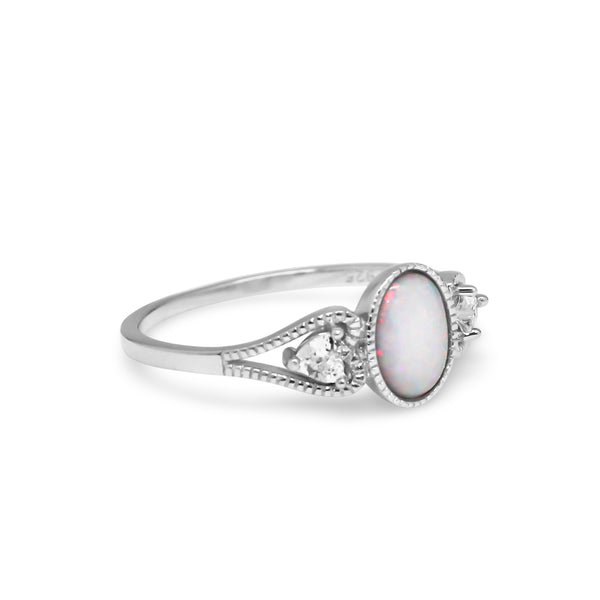 Sterling Silver Opal Heart CZ Ring - Atlanta Jewelers Supply