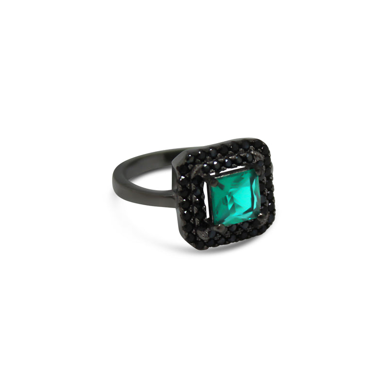 Green Gemstone Black Band Ring - Atlanta Jewelers Supply