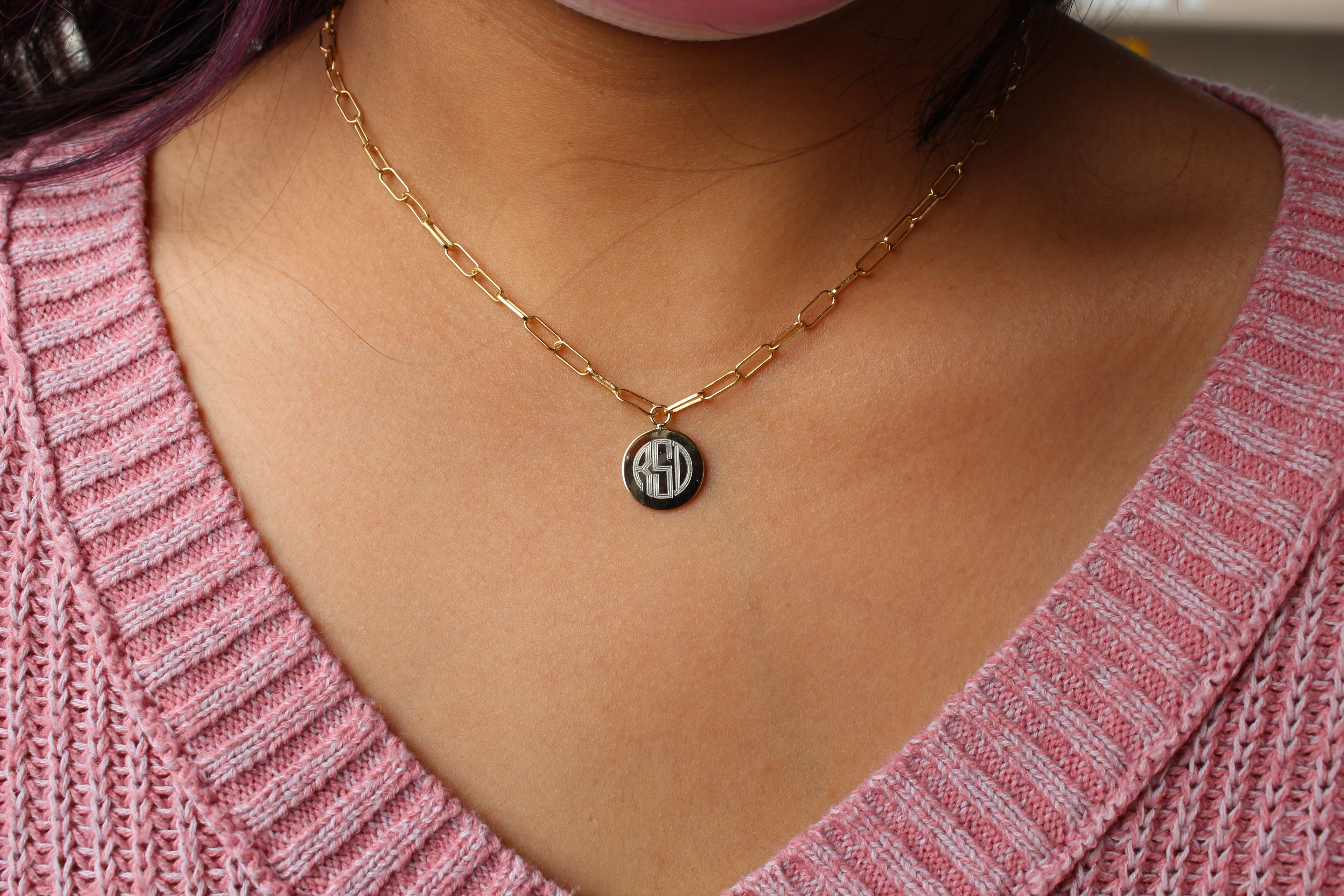 Sterling Silver Medium Paper Clip Chain W/ Engravable Plate (16 in) - Atlanta Jewelers Supply